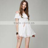New Fashion Boat Neck Adult Short Sleeve White Color Ladies Summer Rompers thumbnail-1