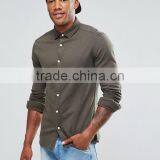 Latest Design Long Sleeve Point Collar Mens 98% Cotton 2% Elastane Soft Denim Skinny Fit Casual Grey Dress Shirts thumbnail-1