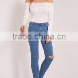 Long Sleeve Jumpsuit With High Leg Cotton Soft Basic White Off Shoulder Sexy Thong Bodysuit thumbnail-4