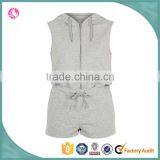 Cheap Sport Suit Hooded Women Playsuit Gym Wear Running Hooded Tops and Shorts thumbnail-1