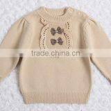 Korean Style Bowknot Decorated Pullover Sweater Girl Cotton Knitting Clothing thumbnail-4