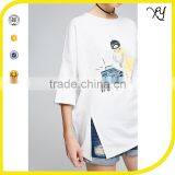 Custom Women 3/4 Sleeve Longline Oversized t Shirt With Unregular Cut Bottom thumbnail-2