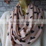 Valentine's Day Gift/ Infinity Circle Scarf, Women Heart Scarf, Infinity Cowl Scarf, Infinity Pink Heart Scarf, Women Fashion, g thumbnail-5