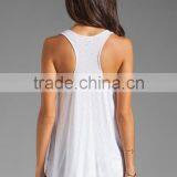 Women's Slub Jersey Swing Racer Back Square Cut Tank Tops in White thumbnail-2