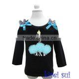 Kids Blue Rosettes 1st Birthday Zebra Cupcake Black Long Sleeves Top 1-7Y thumbnail-1
