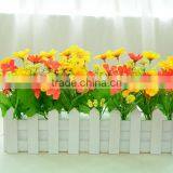 Lovely Decorative Artificial Silk Restaurant Table Daisy Flower With Fence Set thumbnail-3