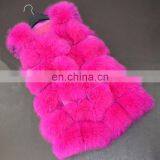 Hot pink real fur underwaist whole skin fox fur vest winter fashion