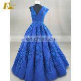 Ball Gown V Neckline Sleeveless Lace Patterns Formal Latest Design Evening Gown