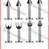 Different Size Stainless Steel Lip Ring With Ball/spike Piercing Jewelry