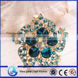 Women's Fashion Hot Sale Fashion Blue Crystal Diamond Brooch Wedding Scarf Buckle thumbnail-1