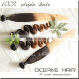 Full cuticle double drawn virgin raw two tone cheap beauty ombre hair extension