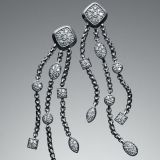 925 Silver Jewelry Pave Diamond Confetti Tassel Earrings(E-096)