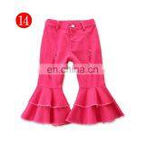 Tie-dye Girl Bell Bottom Pants Kids Children Ripped Hole Denim Pant Baby Girl Fashion Trousers Long Pant Double Single Decker thumbnail-5