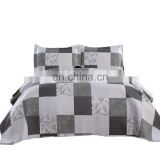 New Design White Black Gray 100% Microfiber Floral Tartan Quilt Set Bedspreads Flower Plaid Coverlet Sets