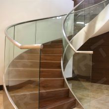 Building Code Tempered Glass Railing Modern Curved Stairs Steel Staircase