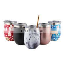 Wholesale Colorful 12oz Wine Tumbler Double Wall Insulated Wine Cup Thermal Tumbler With Lid and Straw thumbnail-1