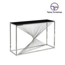 Fashion Luxury New Design Console Table Hallway Classic Konsole Modern Black Italian Stainless Steel Console Table thumbnail-2