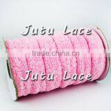 Pink+Lace Elastic - 1" Wide - Stretch Lace Trim for Baby Headbands - Lace Elastic by the Yard