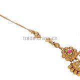 Indian Traditional Gold Polish With Pearl Drop Maang Tikka For Women thumbnail-1