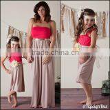 2015 Factory Made Long Sleeve Mom Love me Fashion Design of Baby Girls Long Dress and Mother and Children Maxi Dress thumbnail-2