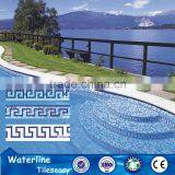 Decorative Swimming Pool Wallpaper Waterline Flower Pattern Mosaic Border