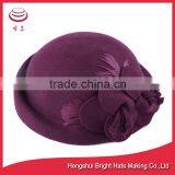 Fashionable Felted Wool Beret Hat With Flower thumbnail-3