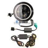 7 Inch Round 12v 24v 40W 3800 Lumens Hi/Lo Beam Cre-e LED Headlights With Halo Ring Angel Eyes DRL For Jee-p Wrangler JK TJ LJ thumbnail-5