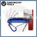 Taiwan 7pcs S2 bike repair aluminum handle colorful Folding HEX KEY set