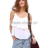 Womens Falbala Hem Swing Chiffon Camisole Slim Vest Top thumbnail-2