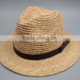 Raffia Straw Crochet Hat,straw Boater Aht,men Straw Hat,cowboy Straw Hat thumbnail-1