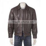 Natural Mens Leather Bomber Jacket , Genuine Leather Bomber Jackets , Black Wholesale Bomber Faux Leather Jacket thumbnail-5