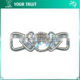 1.5MM 3MM Clear Cystal Rhinestone Flower Connector Rhodium Metal Belt Buckles thumbnail-3