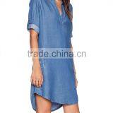 Half Sleeve Denim Summer Shirt Dress for Girls SYA15114 thumbnail-3