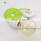 Bright Green Fabric Wire with White Ceramic Ceiling Cose and White Socket Ceramic Cup