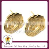 Corrosion Pattern Stylish Gold Stainless Steel Christians Angle Mary Prayer For Us Stud Earrings Custom Design For Muslim User