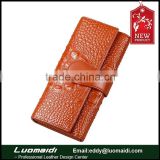 Handmade crocodile pattern lady clutch bag genuine cowhide leather wallet/purse