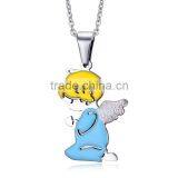 Sweet Heart Small Angel Prayer Necklaces Double Colors Couple Necklace Choker For Lovers thumbnail-1
