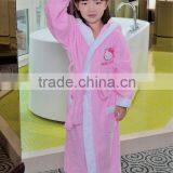Cheap 100 Cotton Terry Pink Toddler Girls Bathrobes With White Border thumbnail-1