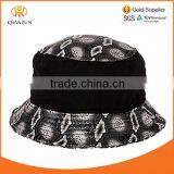 Black Cotton Splice Matching Blank Cool Bucket Caps and Hat for Men Snakskin Leather Bucket Hat