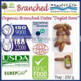 Organic Branched Dates Deglet Noor, Organic Dates On Branch 250g Tray, Deglet Noor Dates. thumbnail-1