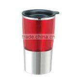 Wide Mouth RED Tumbler Fluctuation Double Loop Auto Mug Bell Double Wall Eco-friendly Auto Travel Cup Mug With Handle thumbnail-1