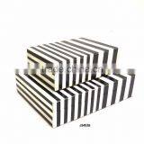 Black and White Horizontal Line Pattern Bone Box Available in All Sizes and Colours thumbnail-1