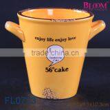 Orange Ceramic Planter Pot,garden Pot With Two Ears thumbnail-1