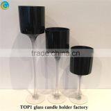 Black Mercury Glass Stemmed Candle Holders thumbnail-2