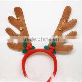 2017 Handmade Wool Felt Reindeer Headband With Bells for Christmas Made in China thumbnail-1