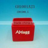 3.9inch Square Ceramic Flower Pot