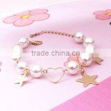 Gold Heart Star Charms Pearl Link Bracelet thumbnail-2
