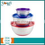 Personalized Kitchen Helper Silicone Bottom Stainless Steel Mixing Bowl Set