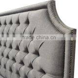 Bed Furniture Model Platform, Upholstered With Fabric, Tufted Head Board Grey Teak Wood thumbnail-4