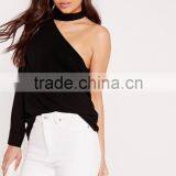 Best Selling Black Sexy One Shoulder Blouse New Designs thumbnail-1